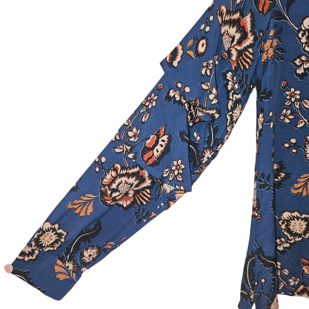 Sanctuary Tilly Flounce Sleeve Blouse, Oversized Size XS, Blue Life, NWT - Picture 6 of 10
